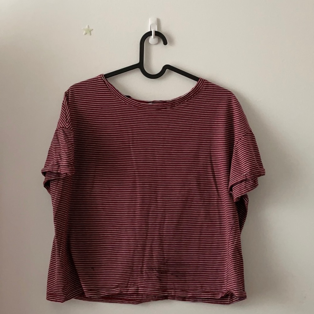 Short sleeve striped crop tee